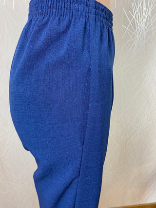 Pantalon droit bleu chiné taille haute élastique Gévana