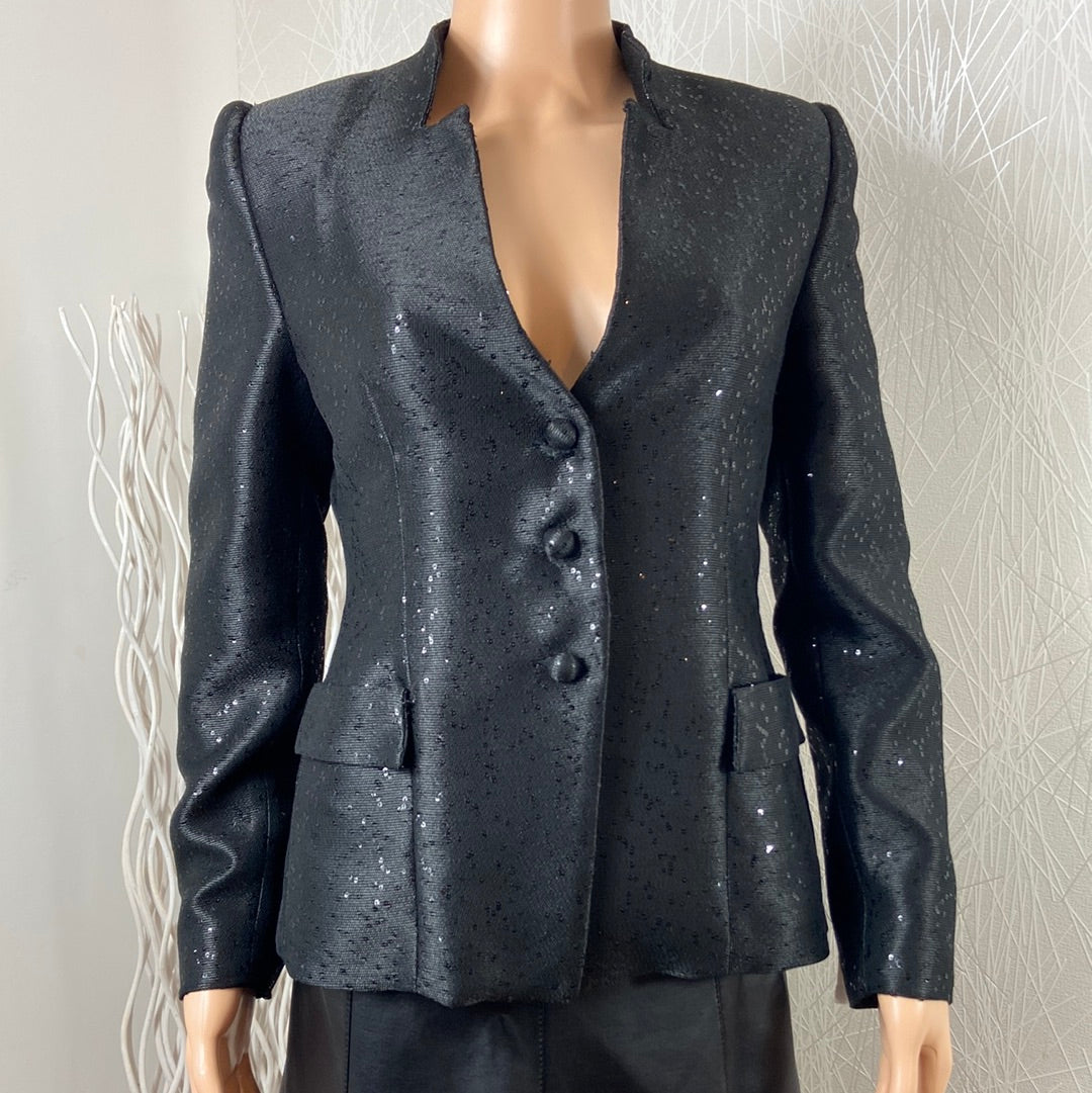 Blazer femme noir doublé à sequins de créateur Tabala Paris - Offre-Unique