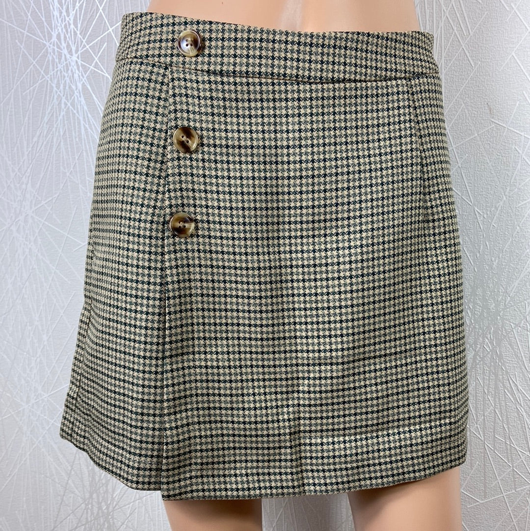 Mini jupe short doublée pied de poule style portefeuille Graciela - Offre-Unique