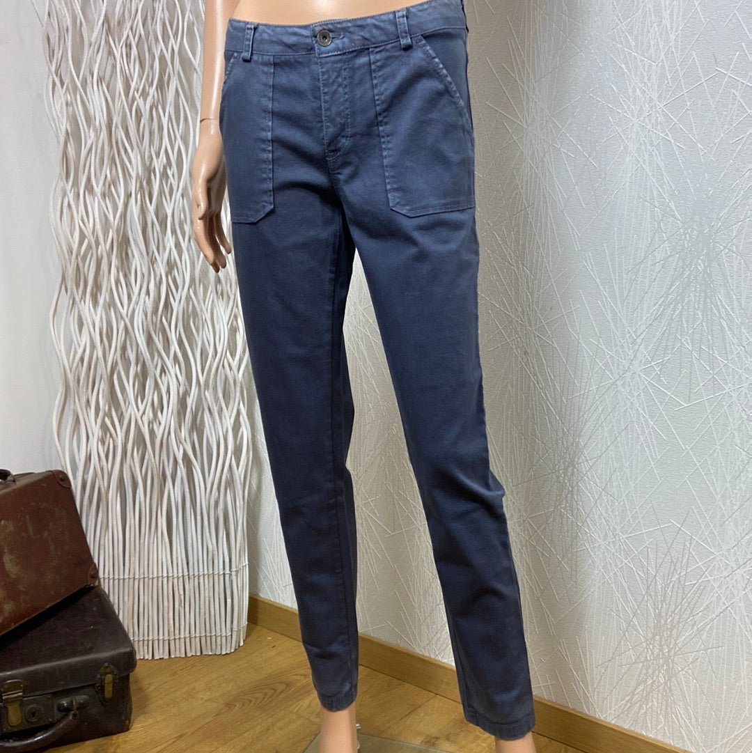 Pantalon bleu délavé taille mi-haute coupe droite Pako Litto