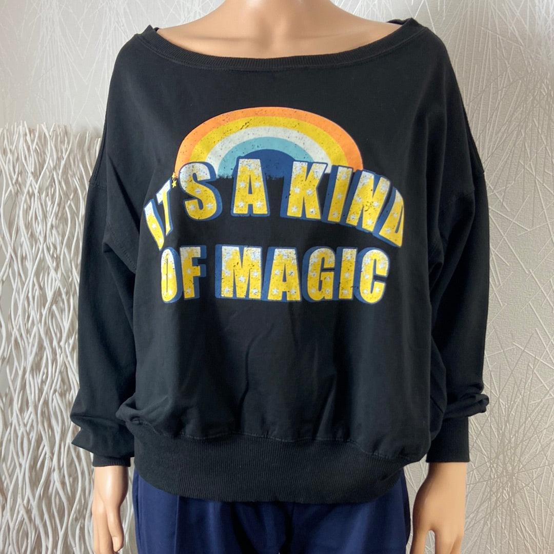 Sweat shirt noir ample bords côtelés inscription it's a kind of magic Les Impatientes - Offre-Unique