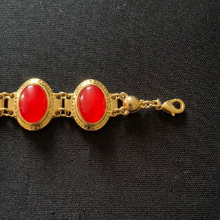 Bracelet plaqué or pierres semi précieuses rouge Shabada