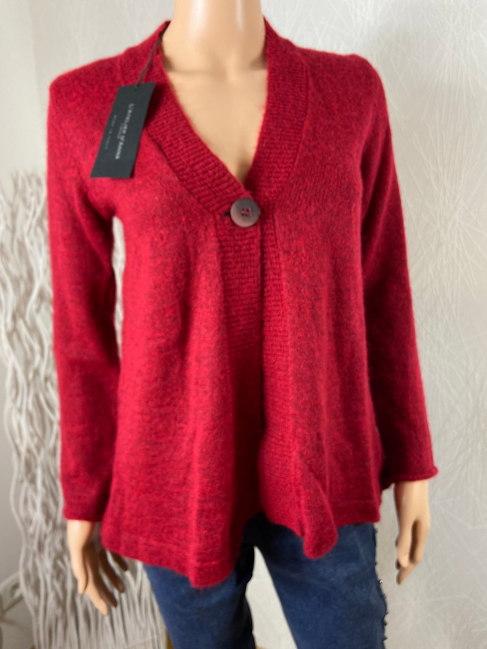 Gilet rouge fluide laine mohair L’Atelier d’Anna