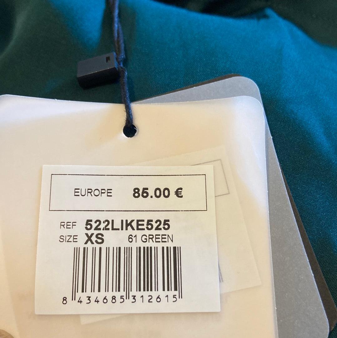 Pantalon large tissu satin vert taille haute Surkana - Offre-Unique