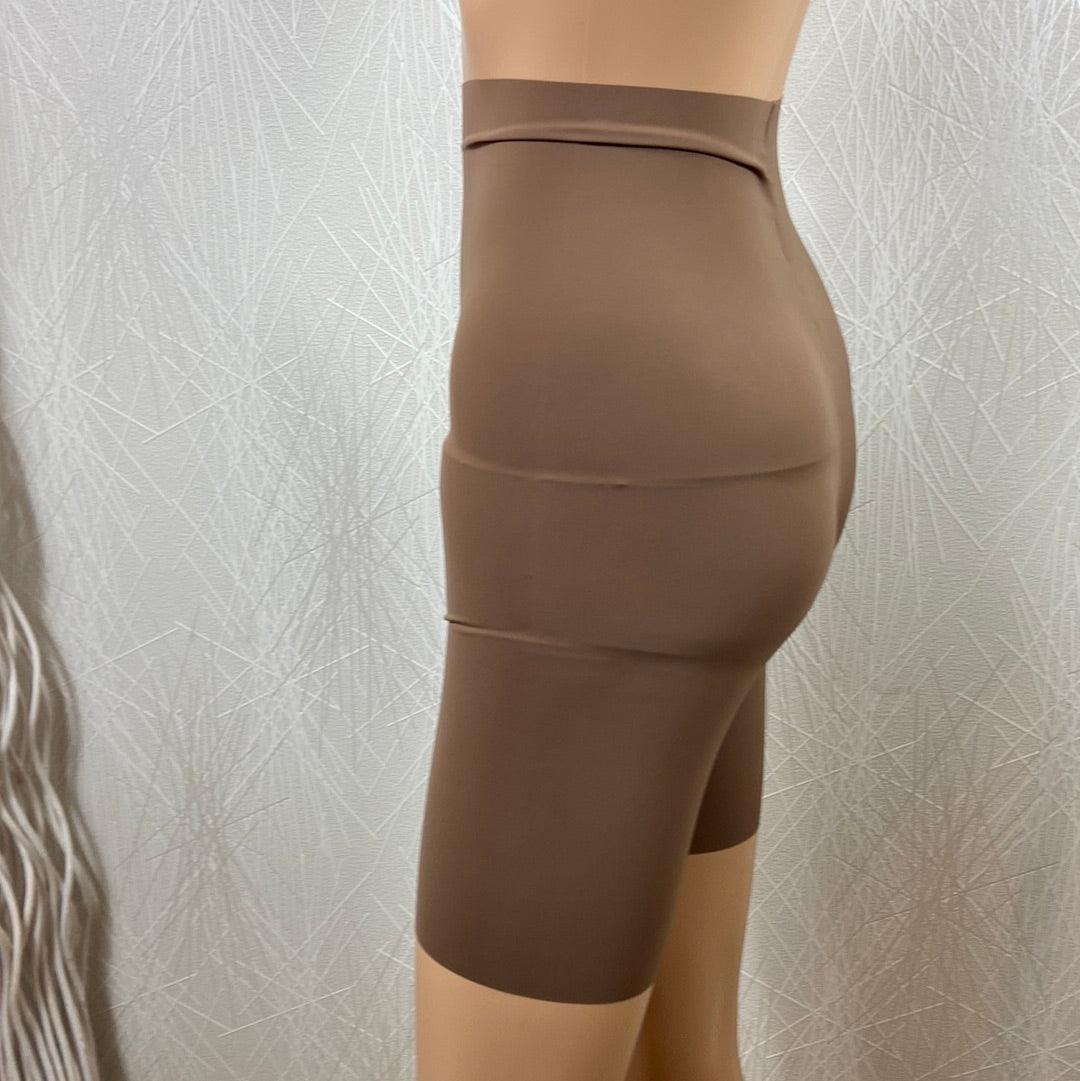 Short panty marron taille haute stretch tissu microfibre fin modele Lasiv Ichi - Offre-Unique