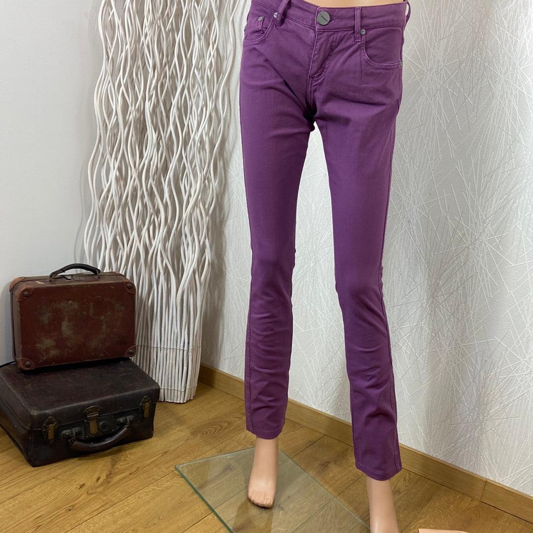 Pantalon slim coton violet broderie haut de gamme Pinko - Offre-Unique