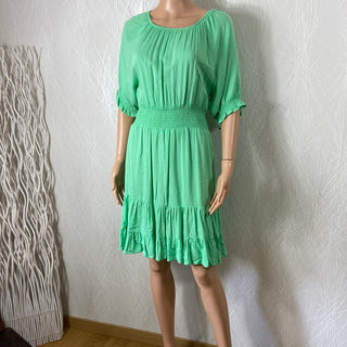 Robe verte cintrée manches courtes volant Bymmjoella Smock B.Young