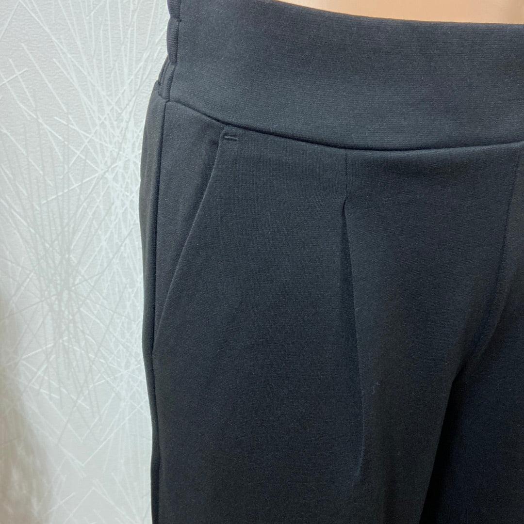 Pantalon noir femme coupe ample élastique jambes larges Ihkate Sus Long Wide Ichi - Offre-Unique