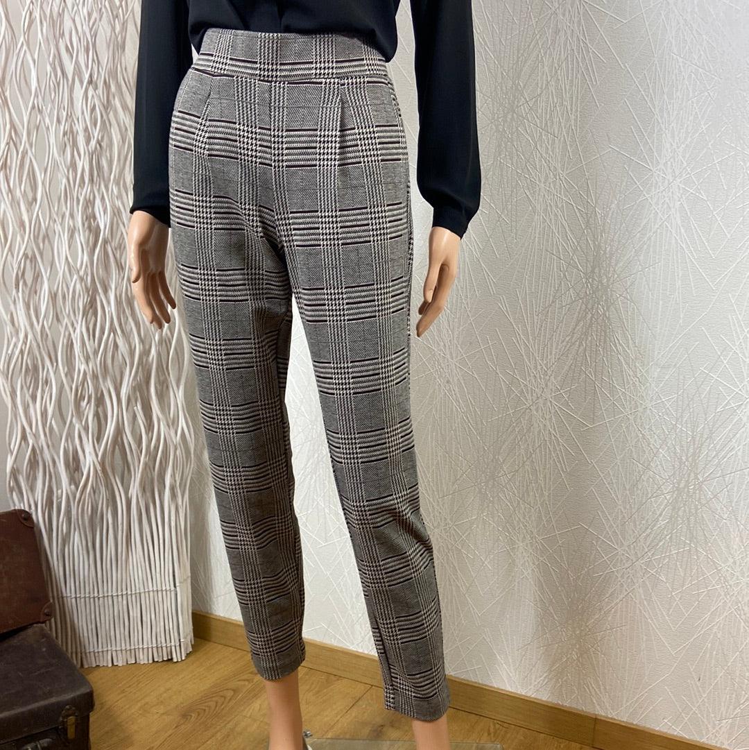 Pantalon à carreaux taille haute élastique modèle Byrowan Regular Pant B.Young - Offre-Unique