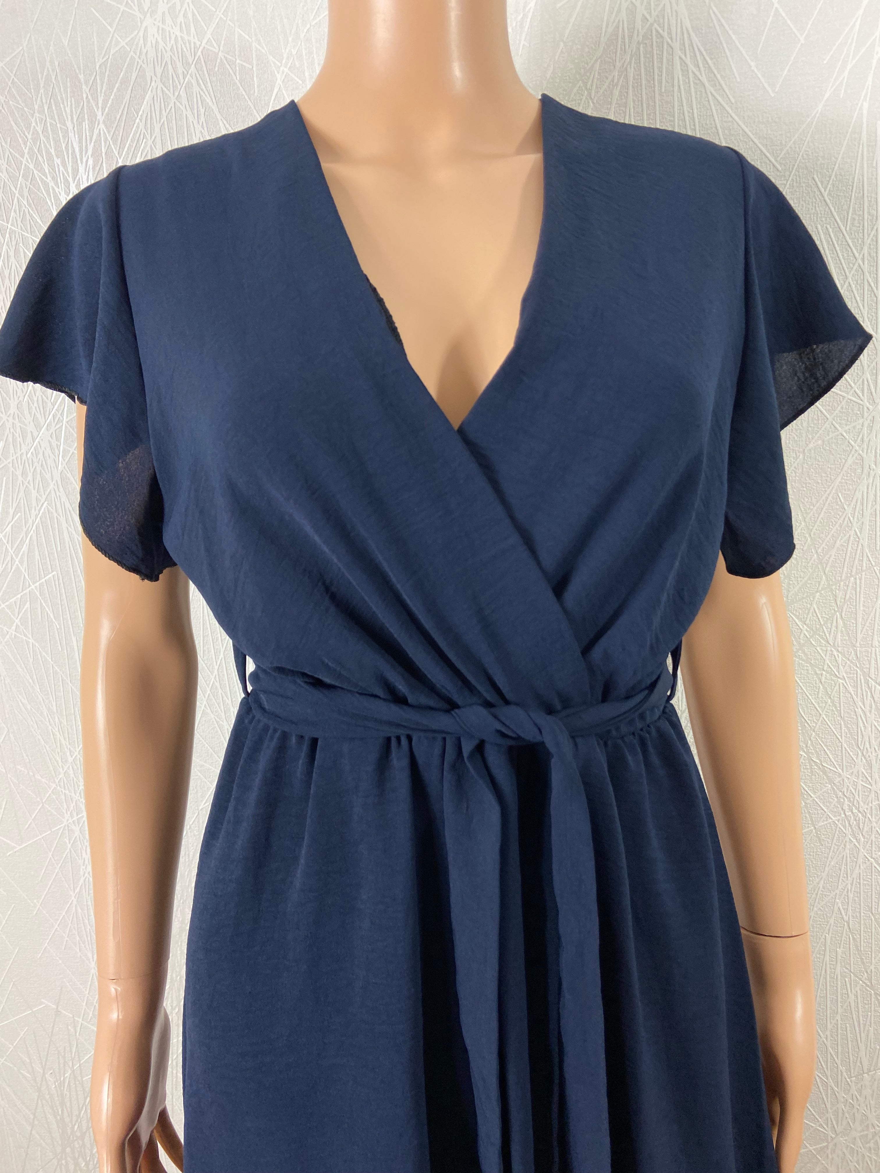 Robe bleu marine style cache coeur manches courtes New Feeling