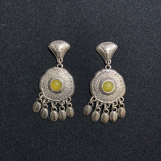 Boucles d’oreilles pendantes plaquées argent pierre semi-précieuse jaune Shabada