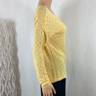 Pullover femme laine angora jaune petit pois dorés  Cloal