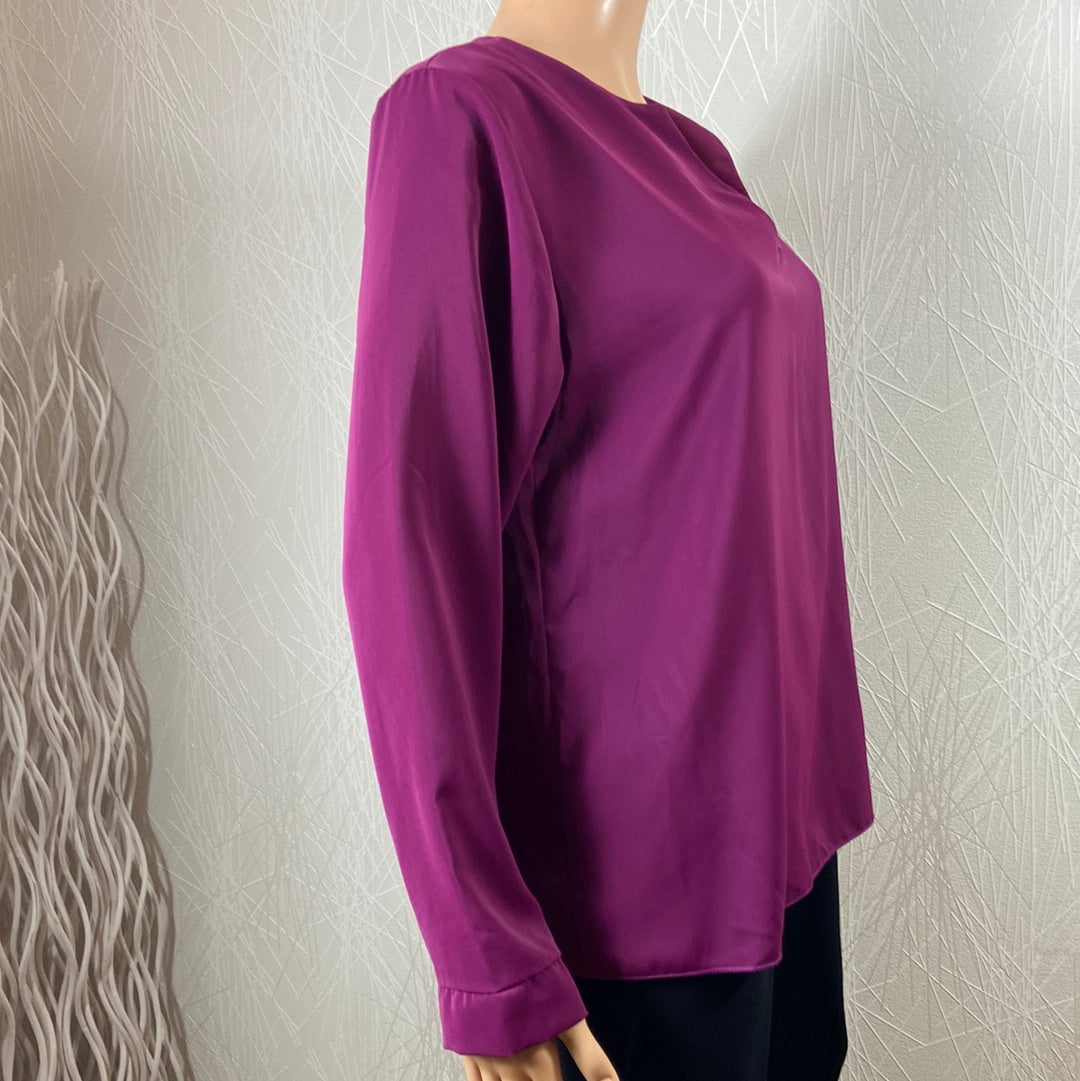 Blouse violette coupe droite tissu fluide col V Sense