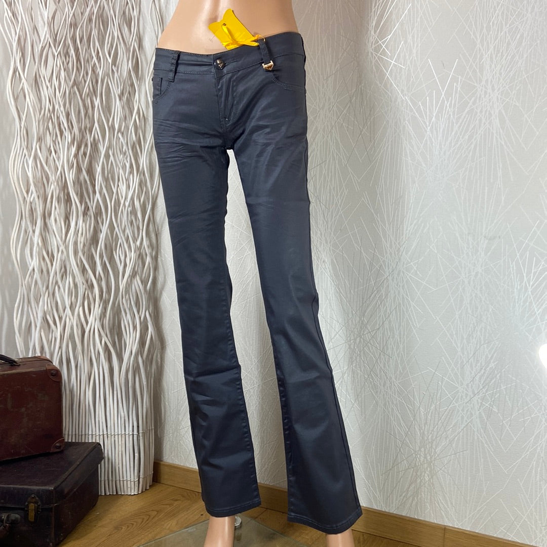 Pantalon enduit gris femme just one