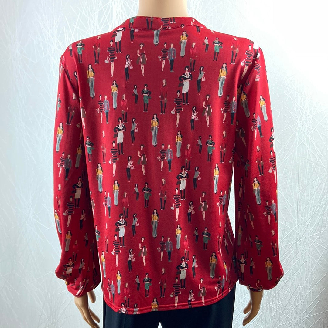 Blouse rouge à motifs filles Le Singe de Julie