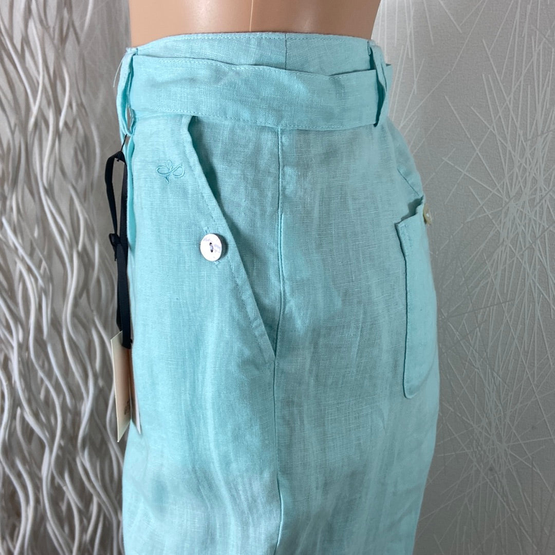 Pantalon femme en lin taille haute coupe droite 100% lin Julie Guerlande - Offre-Unique