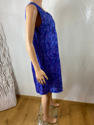 Robe bleue en soie sans manches réversible Namaste