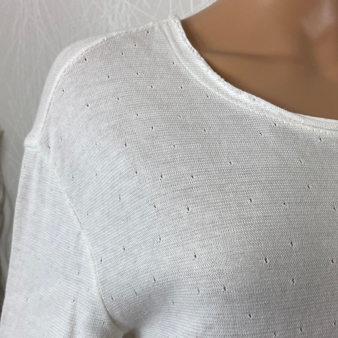 Pull femme coton long blanc Uniplay