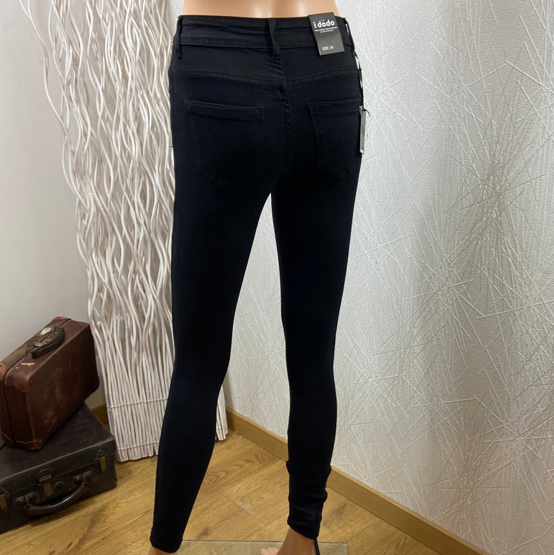 Jeans coton noir taille haute slim I Dodo