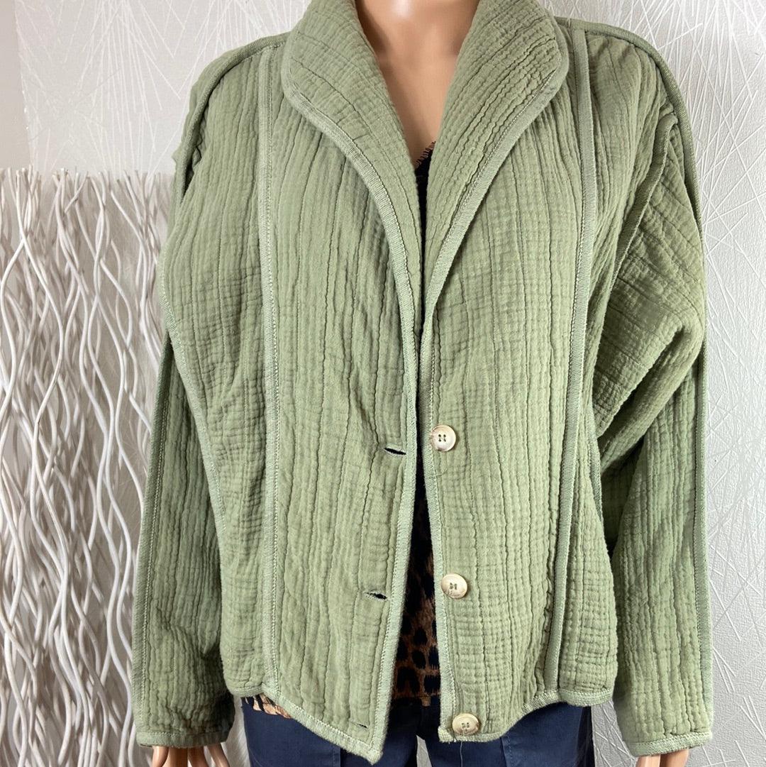 Veste ample matelassée en coton vert pale Les Impatientes - Offre-Unique