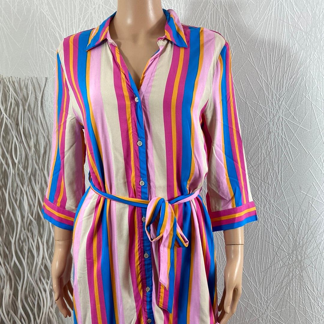 Robe rayée multicolore modèle Bymmjoella Shirt Dress B.Young - Offre-Unique