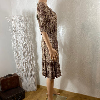 Robe manches courtes taille élastique marron Bymmjoella Smock Dress B.Young