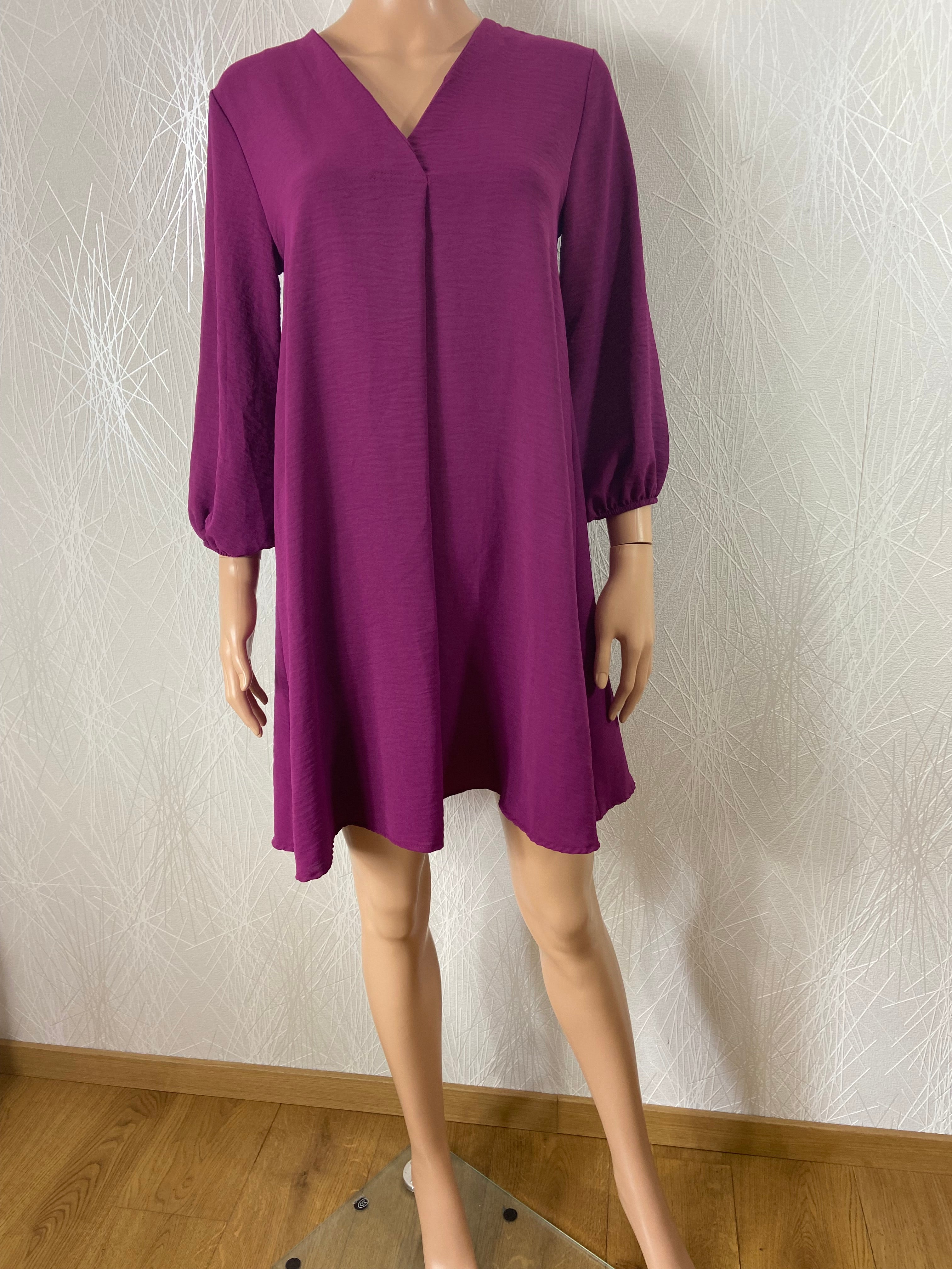 Robe violette manches longues coupe droite