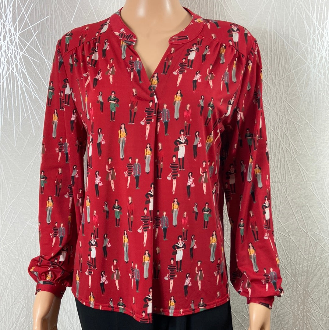 Blouse rouge à motifs filles Le Singe de Julie