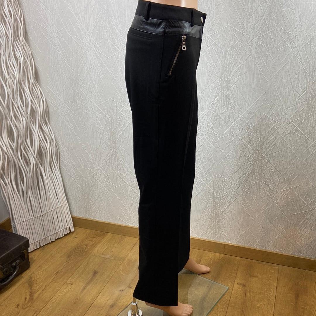 Pantalon habillé noir femme taille mi-haute coupe droite Absolu - Offre-Unique