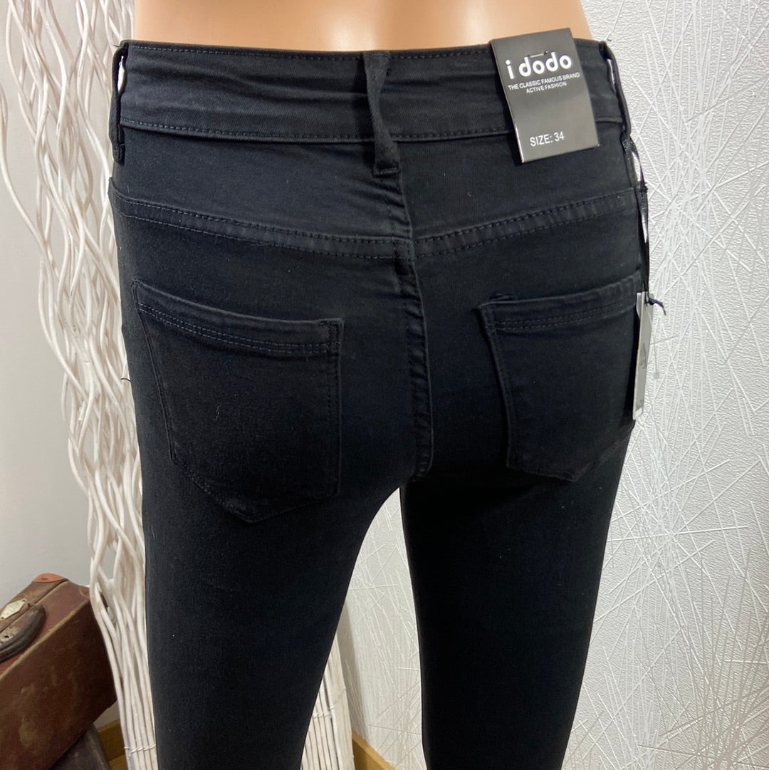 Jeans coton noir taille haute slim I Dodo