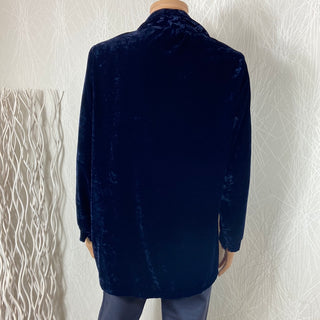 Veste en velours lisse effet satin bleu marine Johanna Paris