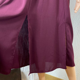 Robe midi rouge bordeaux uni manches 3/4 cache coeur taille élastique Les Petites Fleurs