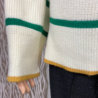 Pull rayé blanc vert coupe ample bords côtelés Bymilo Stripe Jumper B.Young