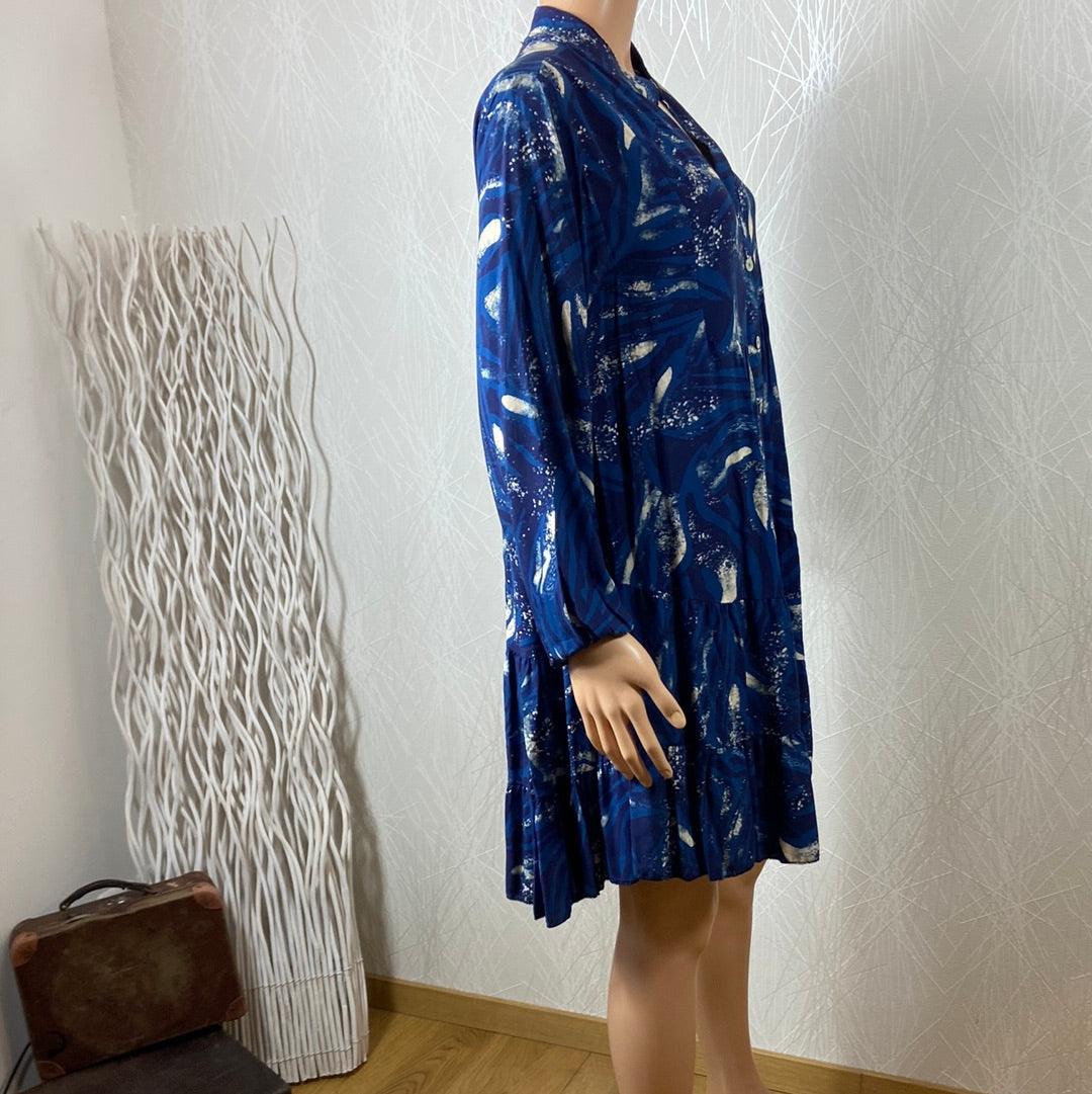 Robe courte bleue coupe ample manches longues Made In Italy - Offre-Unique