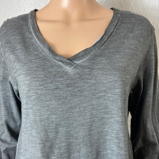 Blouse femme coton gris col V Made In Italy