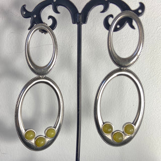 Boucles d’oreilles pendantes plaquées argent pierres jaunes Shabada