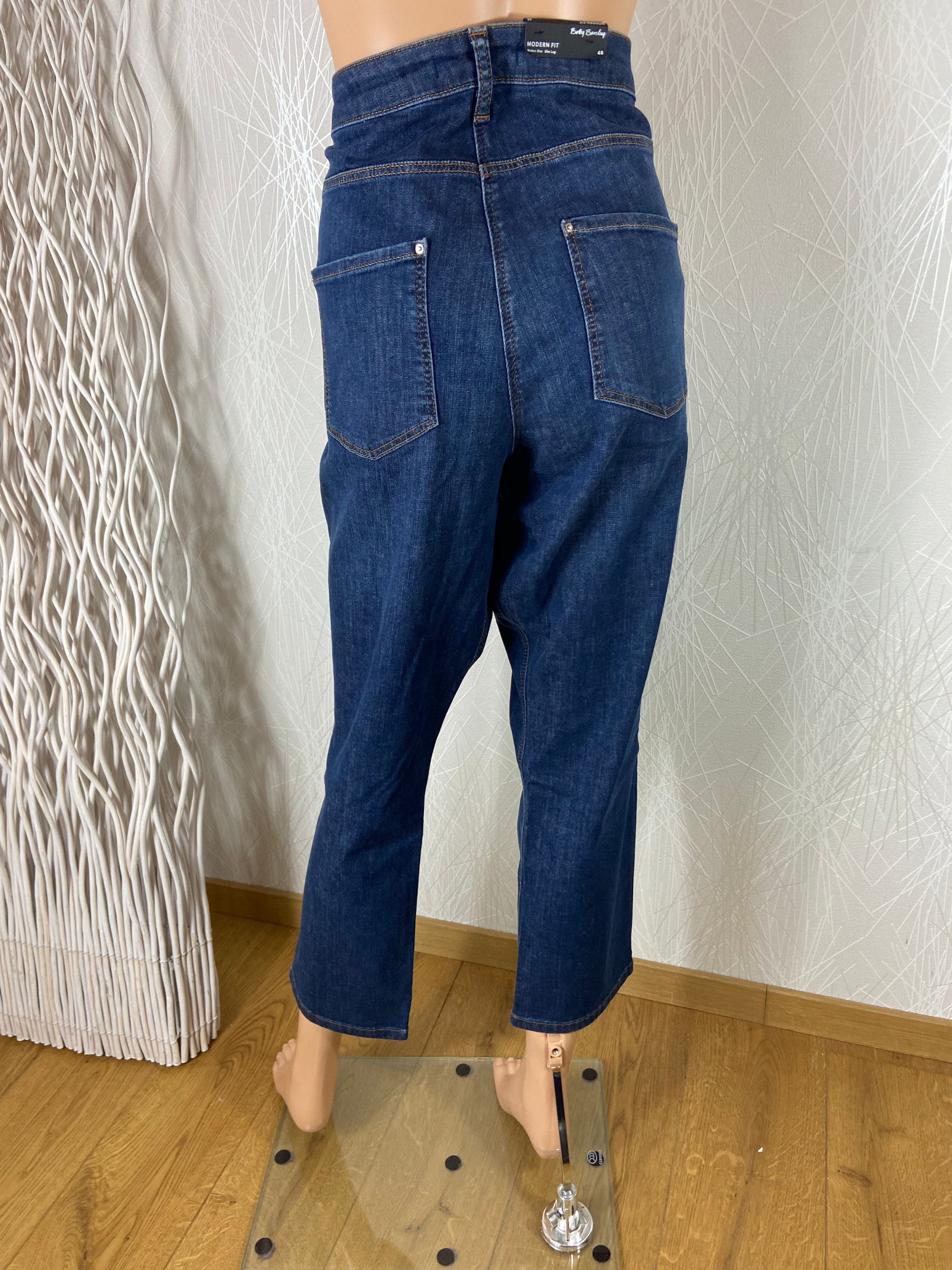 Jeans coton denim bleu 7/8 taille mi-haute Betty Barclay