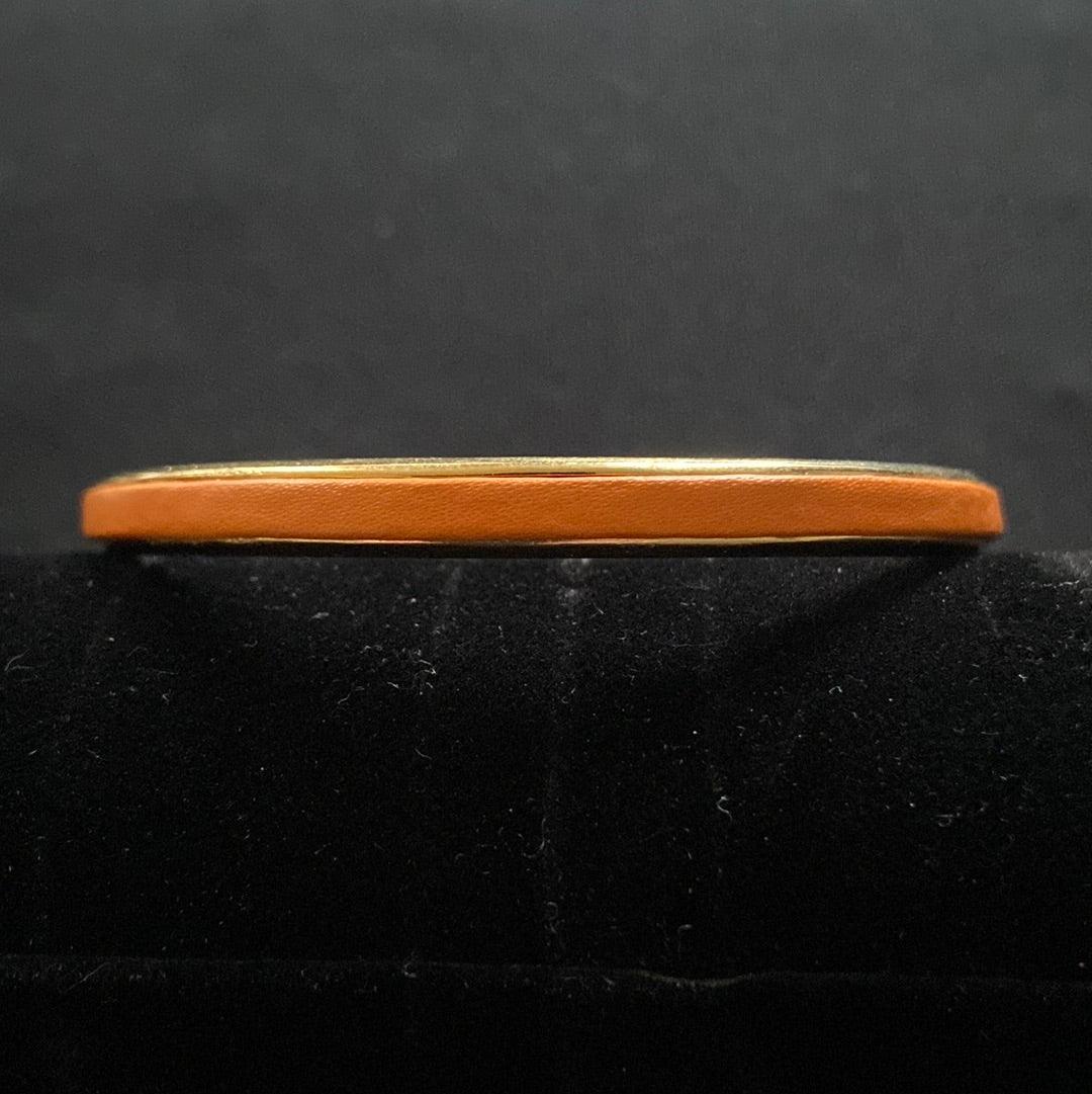 Bracelet jonc plaqué or cuir orange Shabada - Offre-Unique