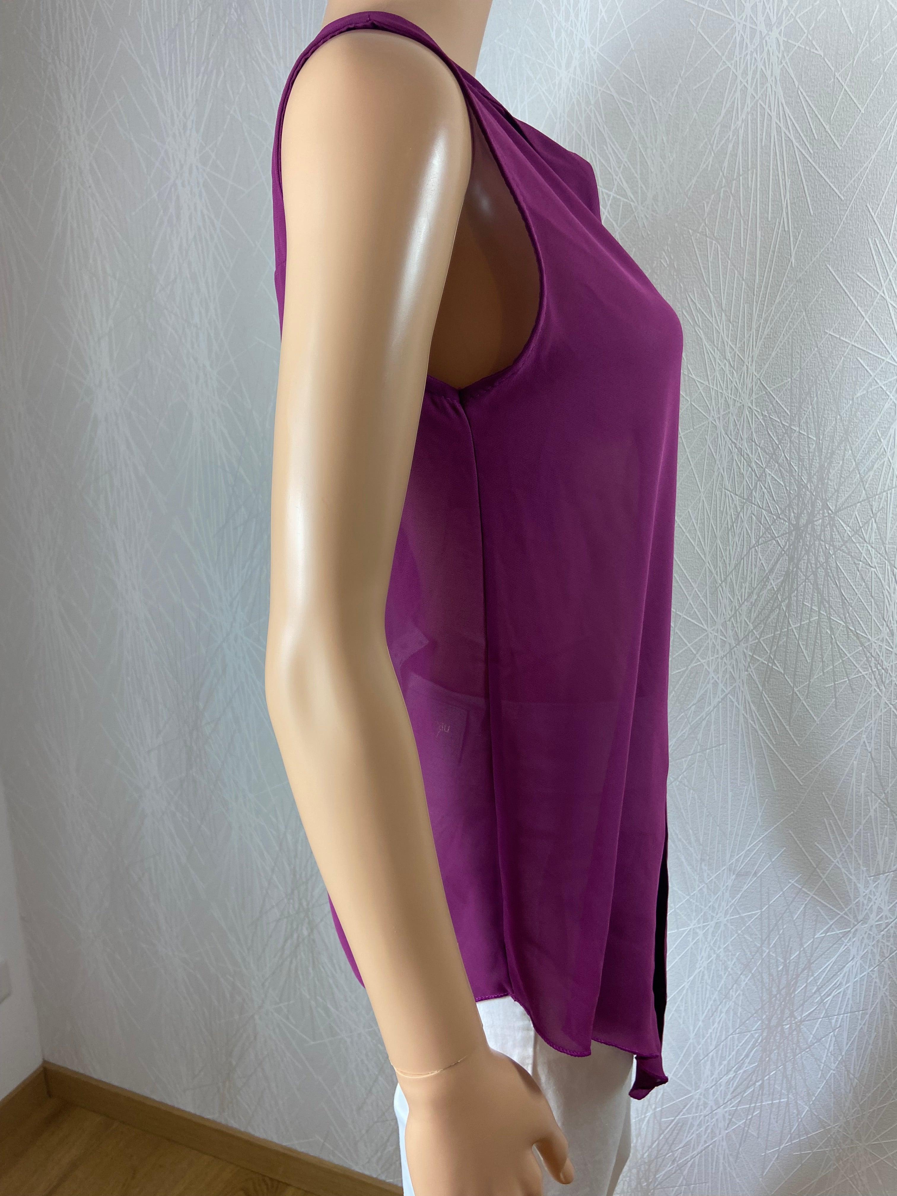 Top violet transparent sans manches flot Sense - Offre-Unique