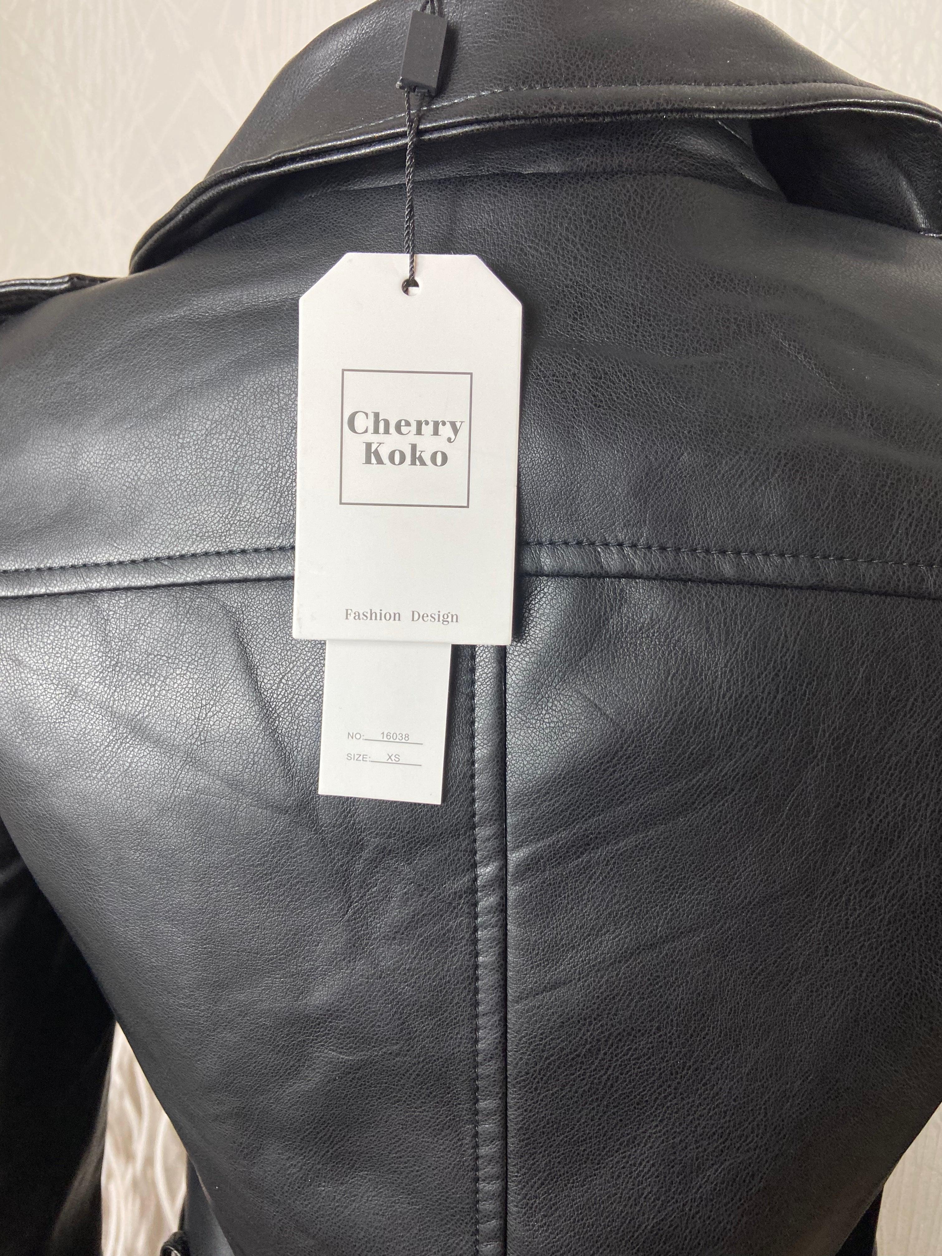 Blouson perfecto noir cuir polyuréthane Cherry Koko - Offre-Unique