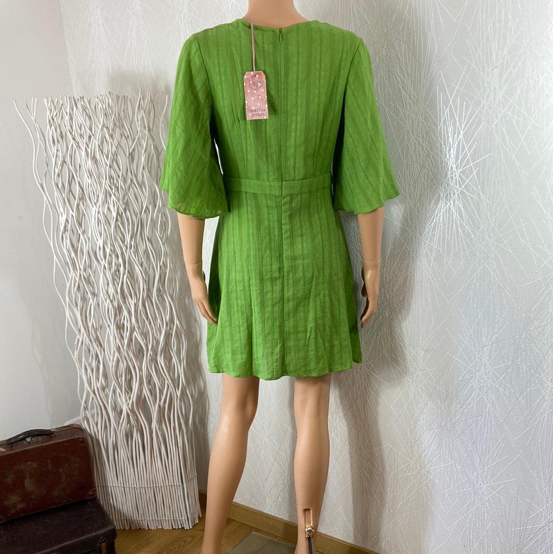 Robe coton légère courte verte Traffic People - Offre-Unique