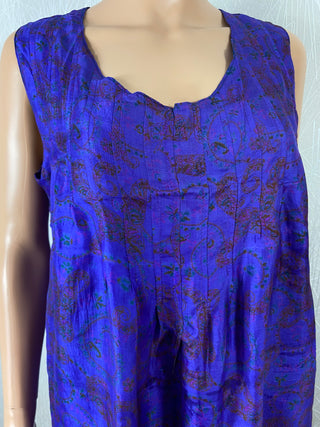 Robe bleue en soie sans manches réversible Namaste