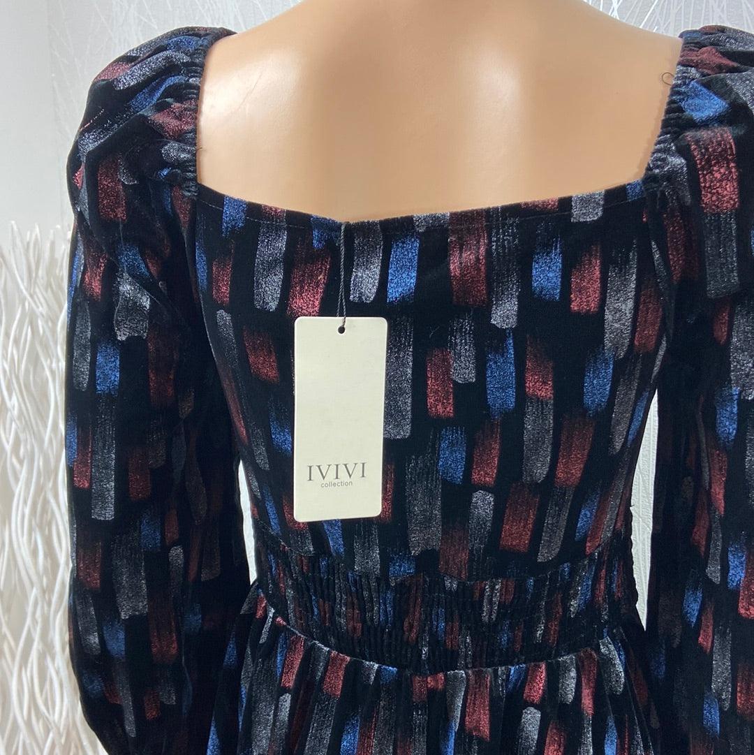 Robe multicolores manches longues encolure en forme de coeur IVIVI - Offre-Unique