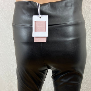 Pantalon cuir synthétique noir taille haute coupe près du corps Muse