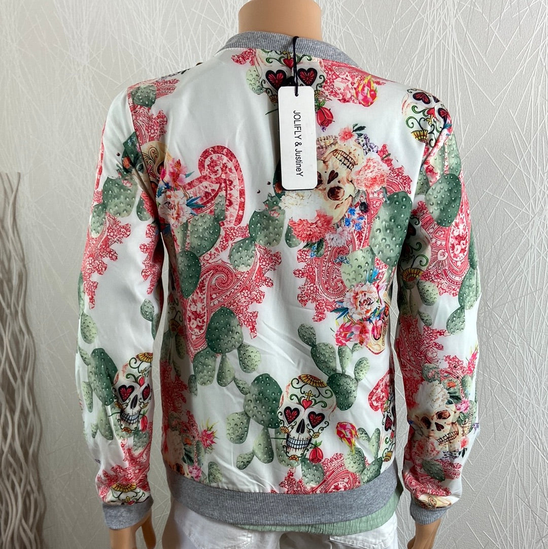 Blouson femme léger bords côtelés motif tête de mort Jolifly & Justine Y