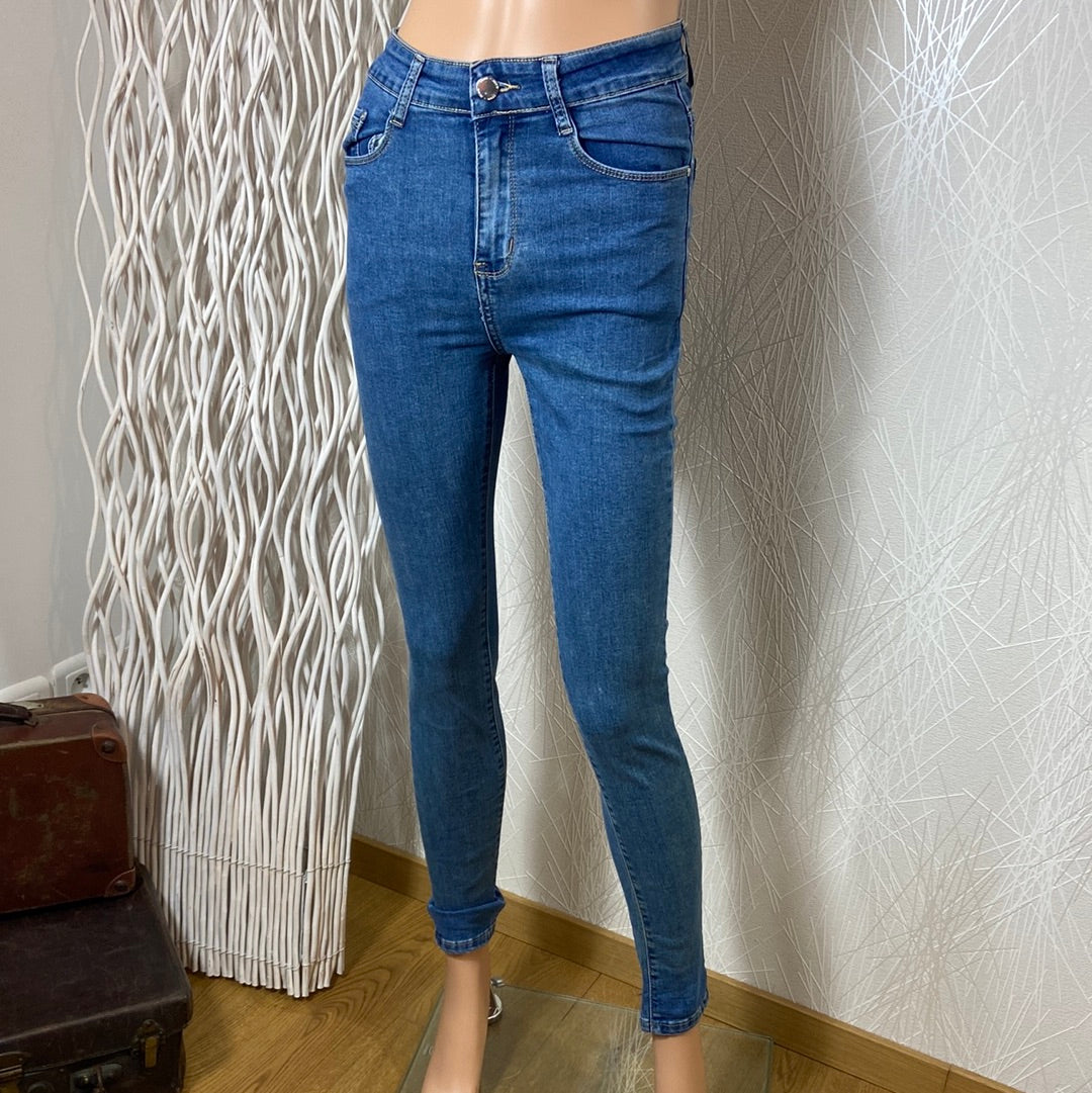 Jean slim bleu femme taille haute B S Jeans