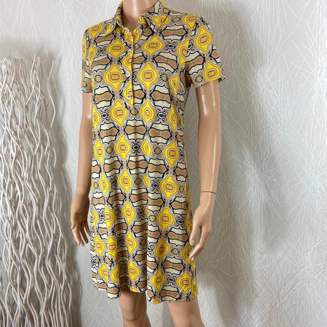 Robe Jersey jaune courte style vintage 70's Surkana - Offre-Unique