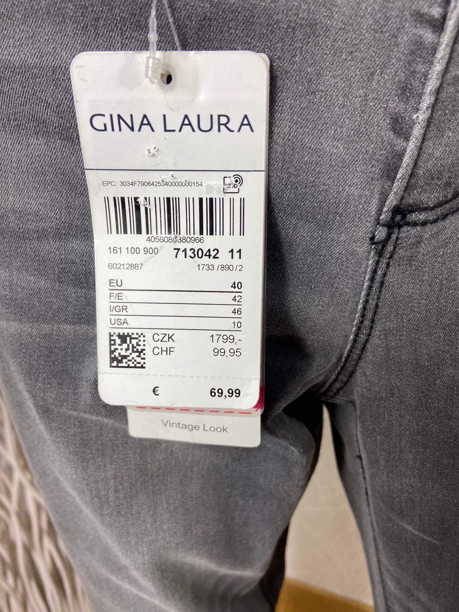 Jean gris délavé slim fit Gina Laura