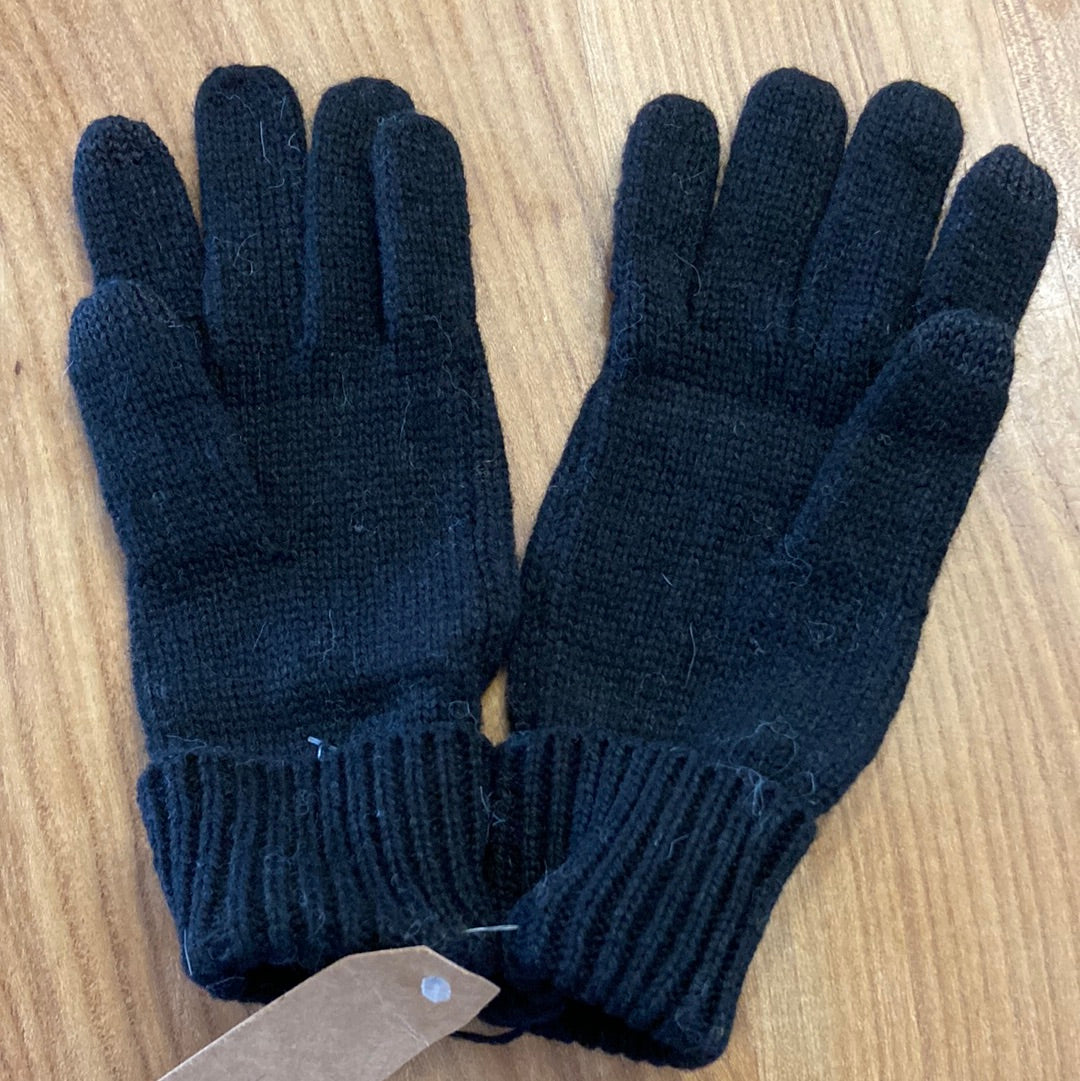 Gants chaud en tricot noir avec laine strass en forme d'étoile