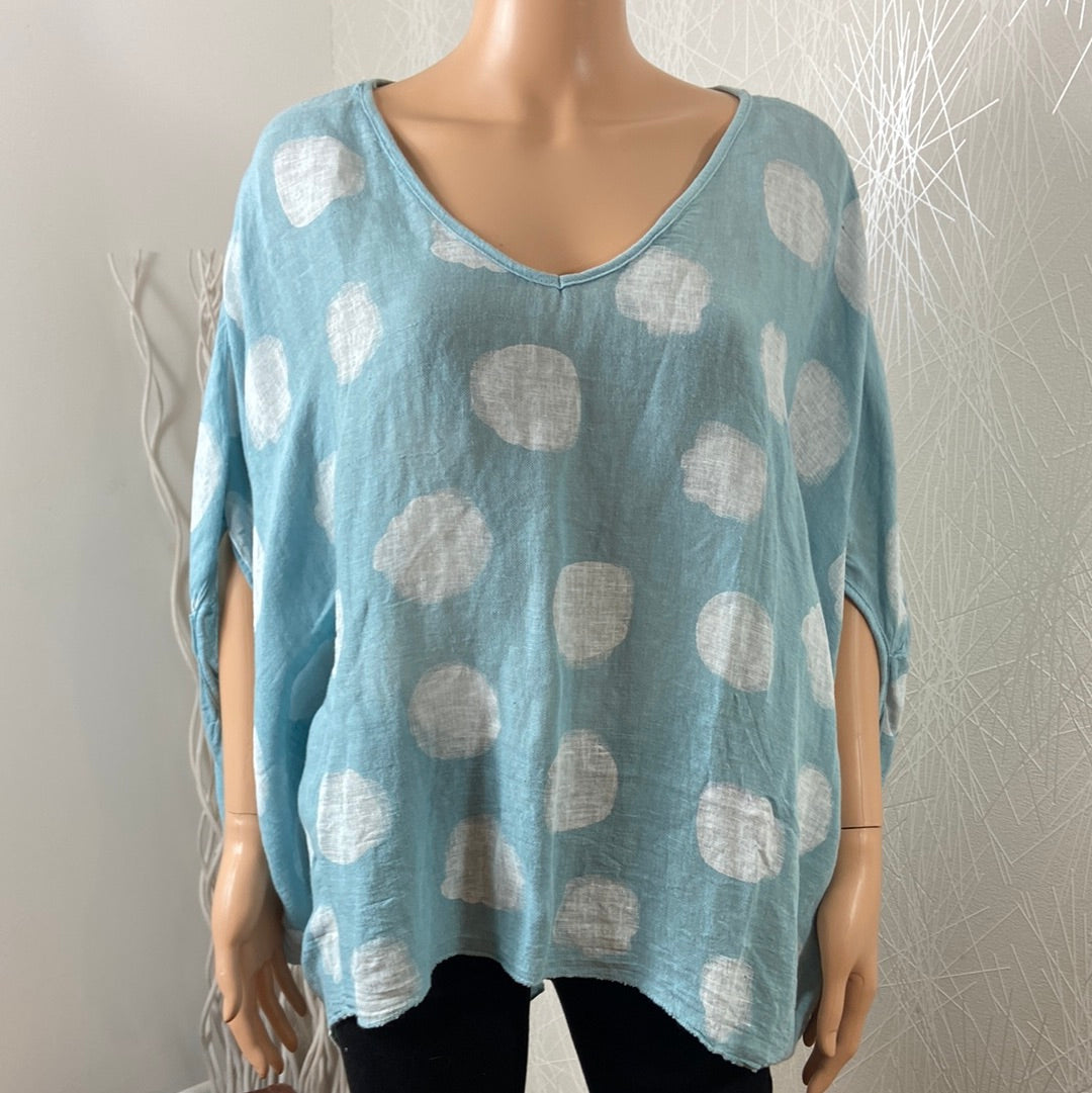 Blouse légère ample femme tons bleu et blanc Made In Italy